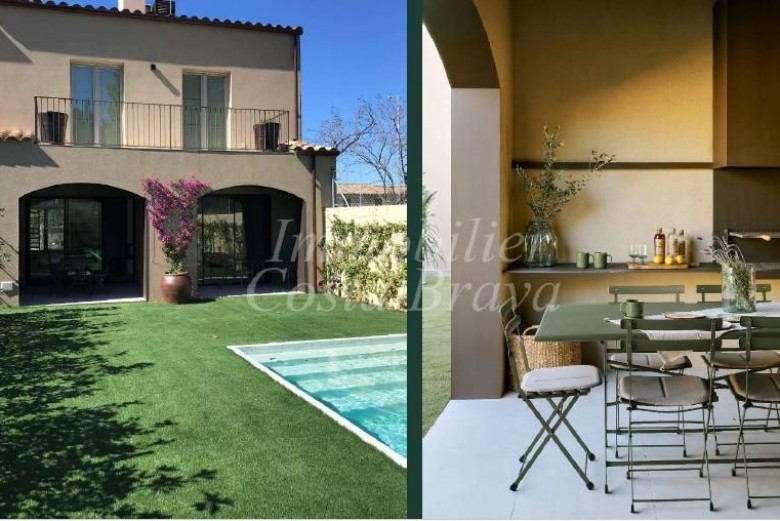Maison jumelée sur un côté de style Méditerranéen avec jardin et piscine privative à vendre  dans le centre de Pals