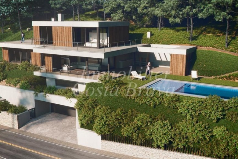 Building project of a modern style villa with beautiful views to the sea and hills, for sale in Begur, Sa Riera